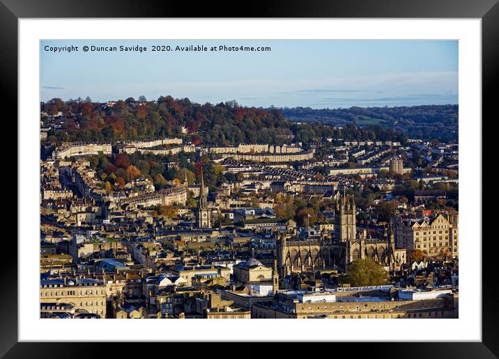 Bath city skyline with Bath Abbey and Autumn  Framed Mounted Print by Duncan Savidge