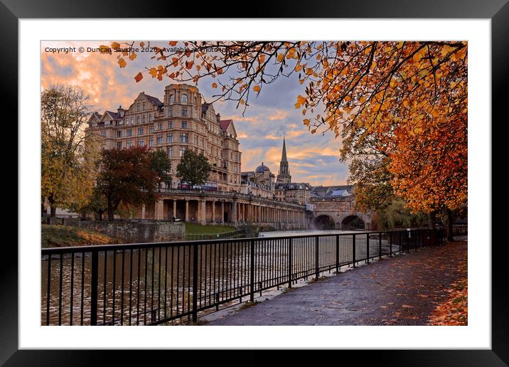 Bath Pulteney Weir Autumn Sunset Framed Mounted Print by Duncan Savidge