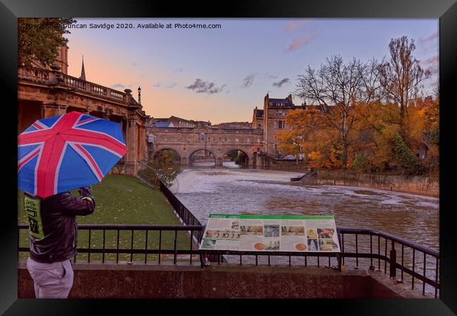 Pulteney Weir Bath Autumn sunset Framed Print by Duncan Savidge