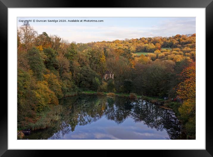 Tucking Mill Lake Autumn reflection Framed Mounted Print by Duncan Savidge