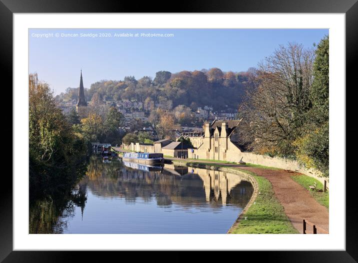 Kennet and Avon Canal Autumn sunshine in Bath Framed Mounted Print by Duncan Savidge