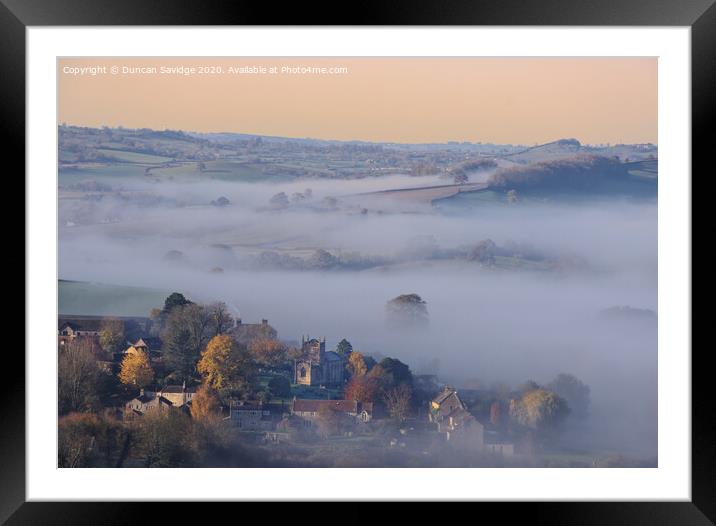 Autumnal mist of Englishcombe Village near Bath Framed Mounted Print by Duncan Savidge