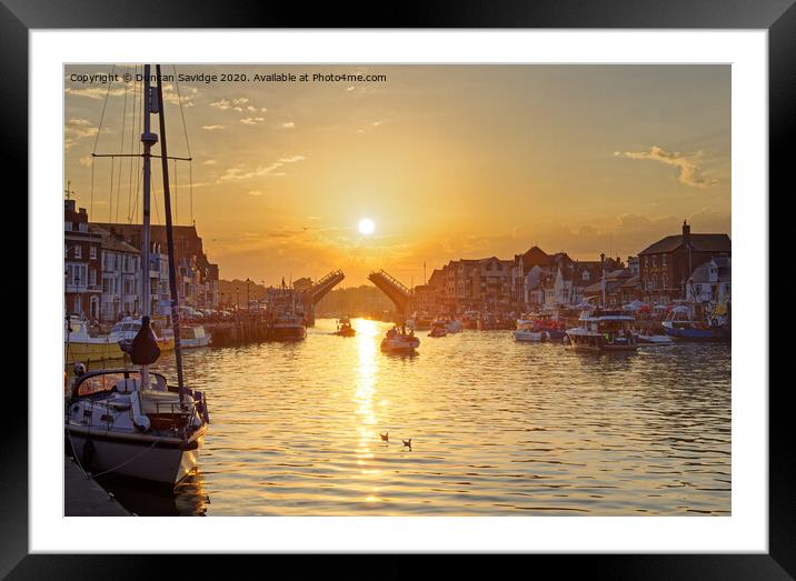 Weymouth town bridge sunset Framed Mounted Print by Duncan Savidge