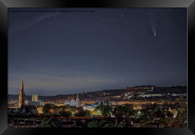 Comet Neowise over the city of Bath Framed Print by Duncan Savidge