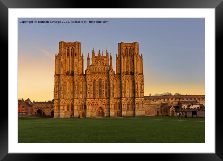 Sunset at Wells Cathedral  Framed Mounted Print by Duncan Savidge
