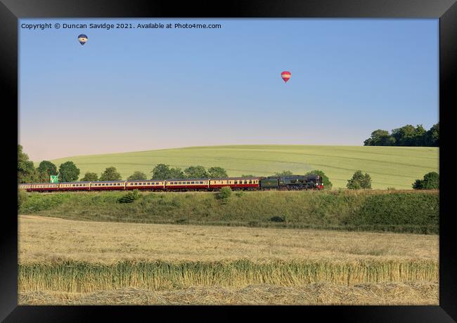 Steam train v the hot air balloon  Framed Print by Duncan Savidge