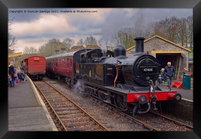 Jinty 4076 at Somerset and Dorset Railway, Midsome Framed Print by Duncan Savidge