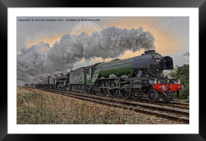 Flying Scotsman steam train artistic  Framed Mounted Print by Duncan Savidge