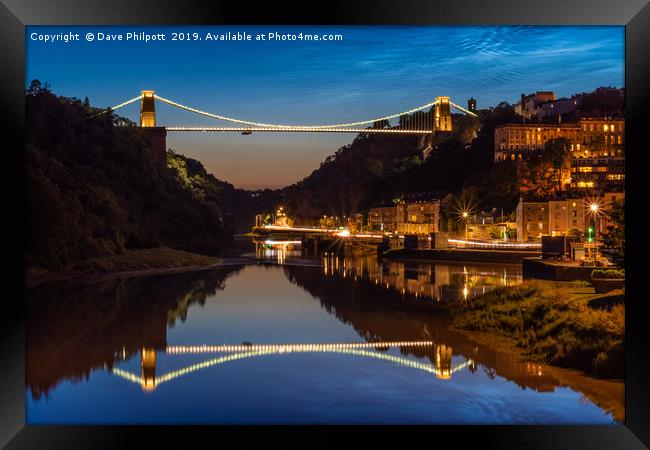 Noctilucent Clouds above Clifton Suspension Bridge Framed Print by Dave Philpott