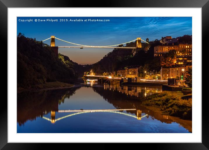Noctilucent Clouds above Clifton Suspension Bridge Framed Mounted Print by Dave Philpott