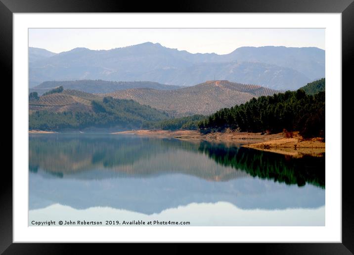 Lake Bermejales, Andalusia, Spain Framed Mounted Print by John Robertson