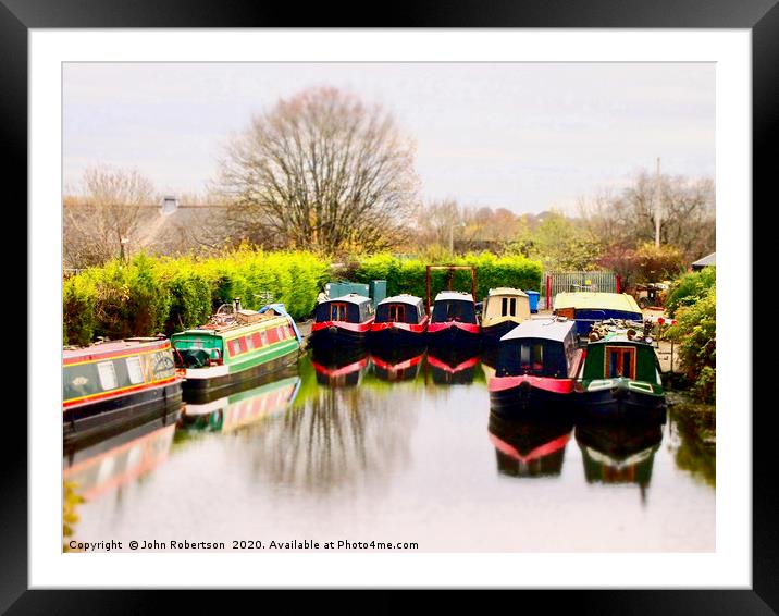 Canal boats, Lancaster Canal, Preston Framed Mounted Print by John Robertson