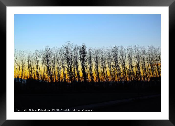 Winter trees sunset Framed Mounted Print by John Robertson