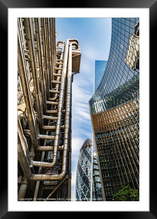 Lloyd's of London and The Gherkin Framed Mounted Print by Adrian Rowley