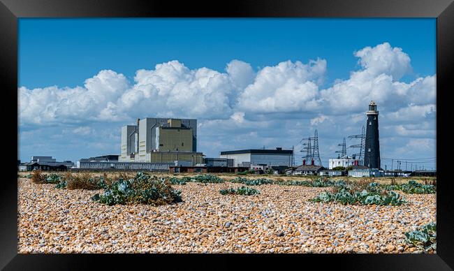 Old Lighthouse and Power Station by the Pebble Bea Framed Print by Adrian Rowley