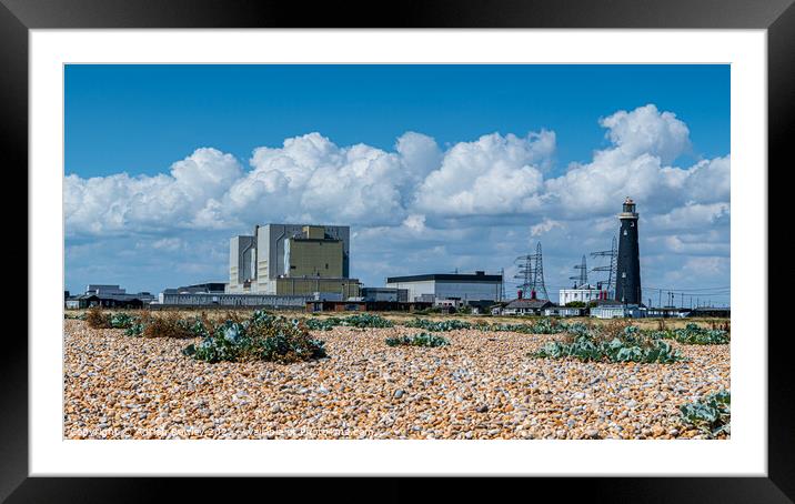 Old Lighthouse and Power Station by the Pebble Bea Framed Mounted Print by Adrian Rowley