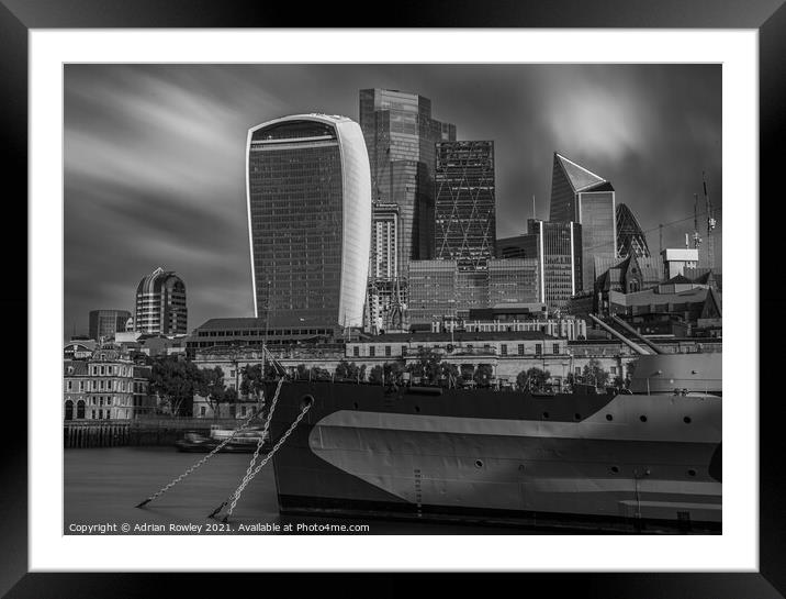 HMS Belfast guarding The City of London Framed Mounted Print by Adrian Rowley