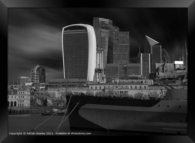 Mighty HMS Belfast Defends The City Framed Print by Adrian Rowley