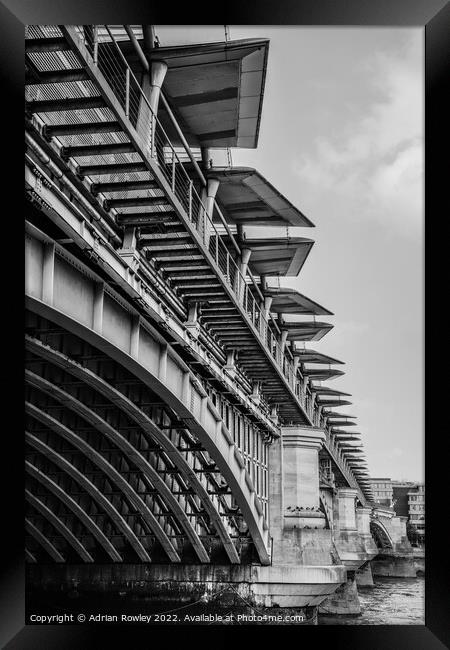 Twilight over the Monochrome Blackfriars Bridge Framed Print by Adrian Rowley