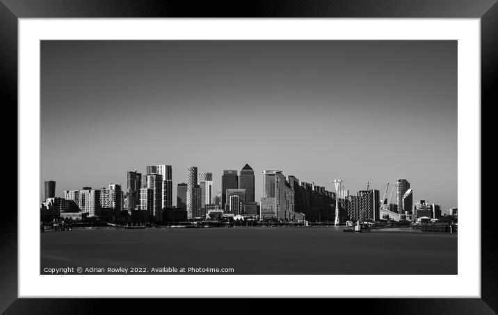 Greenwich Peninsula and Canary Wharf Framed Mounted Print by Adrian Rowley