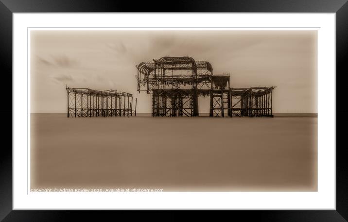 West Pier, Brighton in Sepia Framed Mounted Print by Adrian Rowley