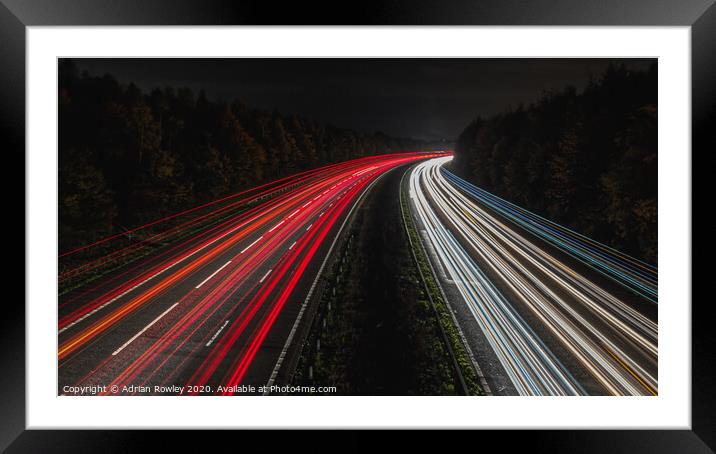 Light Trails on the M25 Framed Mounted Print by Adrian Rowley