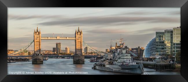 Tower Bridge & HMS Belfast Framed Print by Adrian Rowley