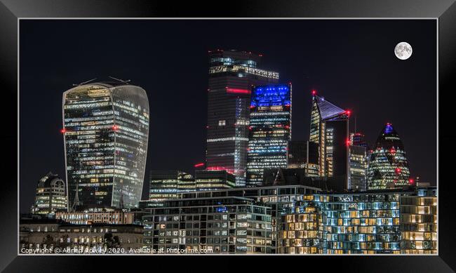 The City of London Skyline at Night  Framed Print by Adrian Rowley