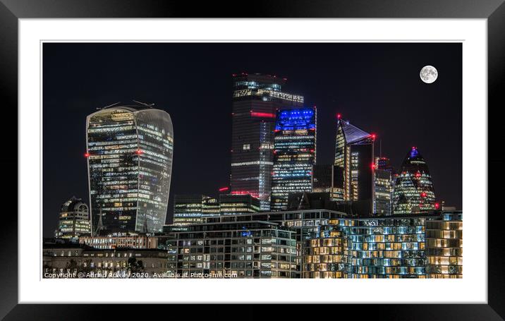 The City of London Skyline at Night  Framed Mounted Print by Adrian Rowley