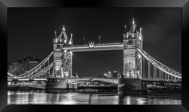 Tower Bridge in Monochrome Framed Print by Adrian Rowley