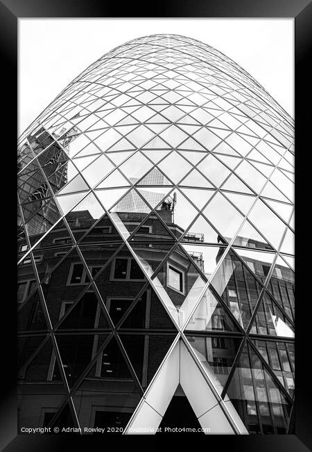 Reflections in The Gherkin Framed Print by Adrian Rowley