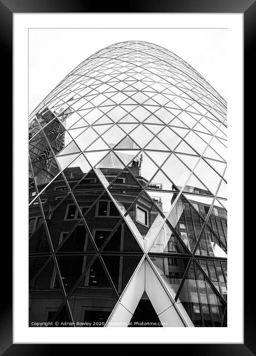 Reflections in The Gherkin Framed Mounted Print by Adrian Rowley