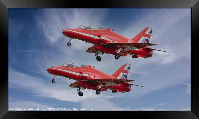 Two of The Red Arrows Framed Print by Adrian Rowley