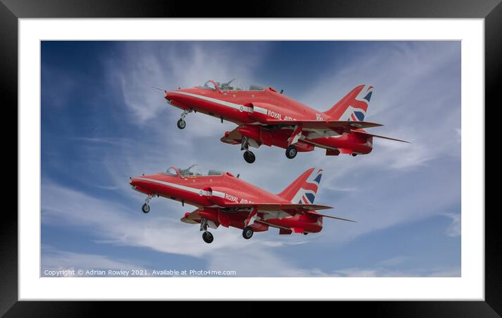Two of The Red Arrows Framed Mounted Print by Adrian Rowley