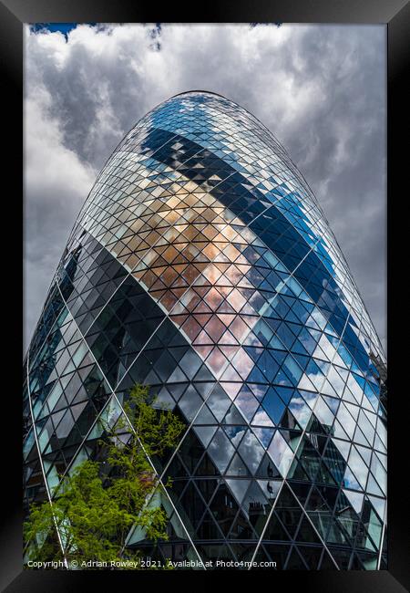 Reflections in The Gherkin Framed Print by Adrian Rowley
