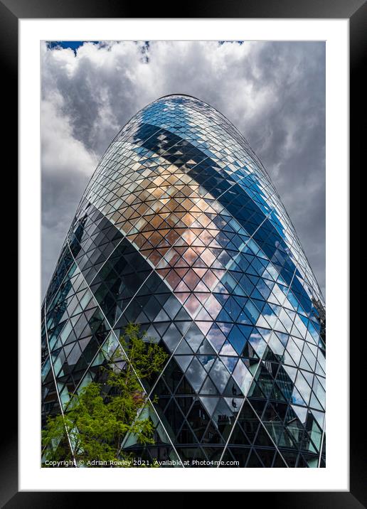 Reflections in The Gherkin Framed Mounted Print by Adrian Rowley