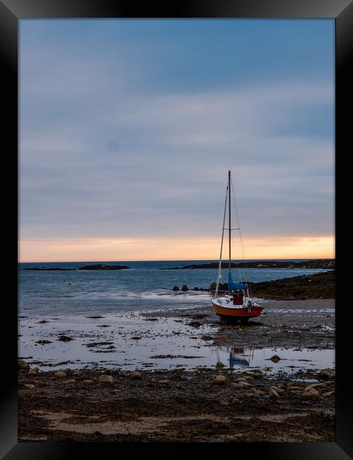 Boat at sunset, Anglesey Framed Print by Alex Skinner