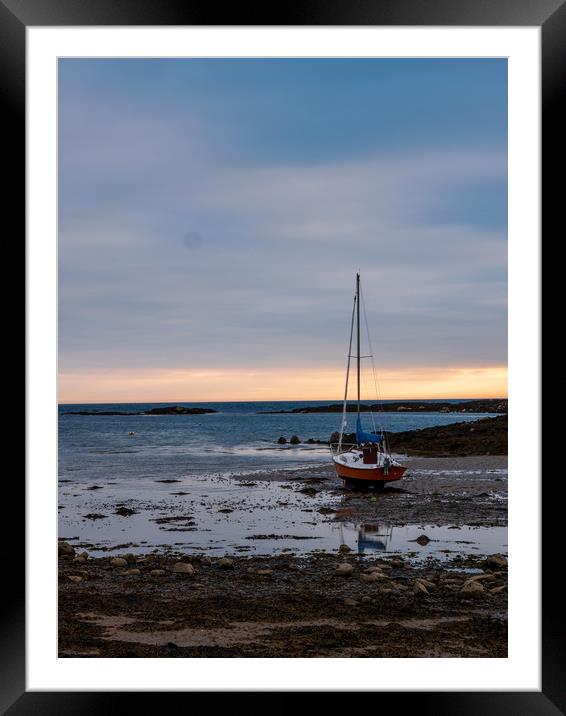 Boat at sunset, Anglesey Framed Mounted Print by Alex Skinner