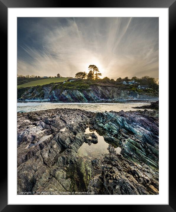 Outdoor Dramatic light at Talland bay Cornwall Framed Mounted Print by Jim Peters