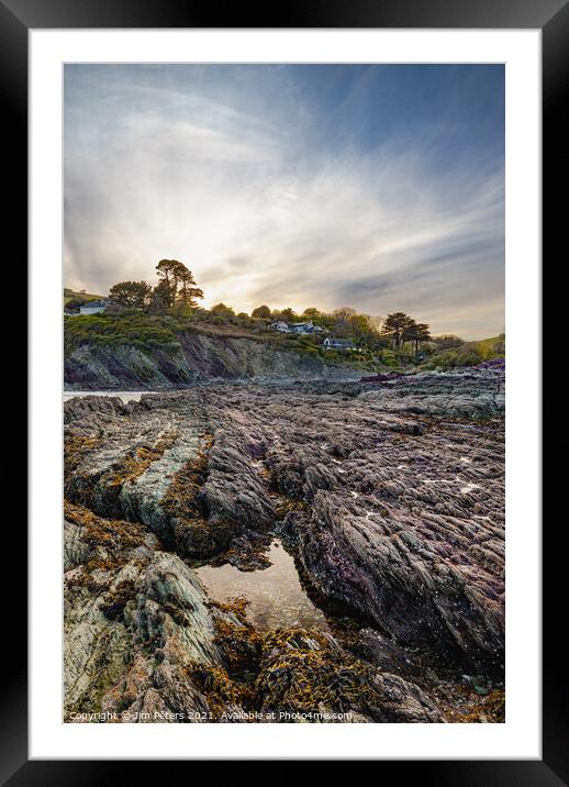 Dramatic light at Talland Bay Cornwall Framed Mounted Print by Jim Peters