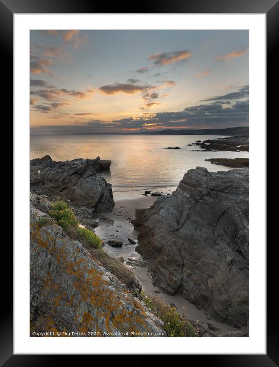 Sunset in Whitsand Bay over Looe Framed Mounted Print by Jim Peters