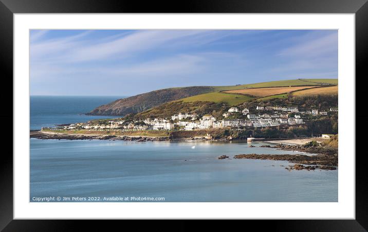 Looe Cornwall the beach and banjo with Hannafore Framed Mounted Print by Jim Peters