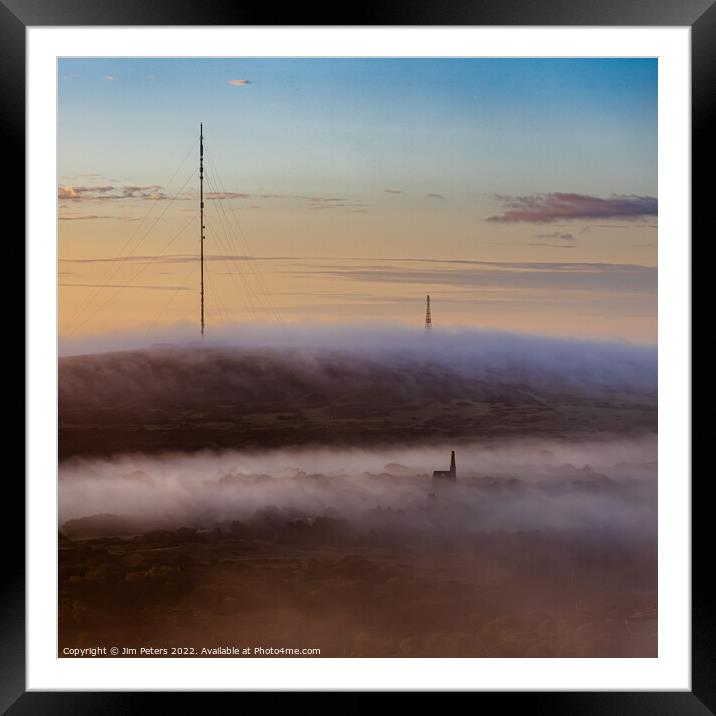 Mist on Caradon Hill and the Prince of Wales Engine house  Framed Mounted Print by Jim Peters