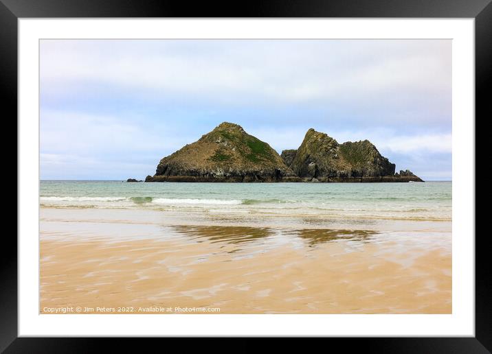 Gull rocks or Carters Rocks Holywell bay Cornwall Framed Mounted Print by Jim Peters