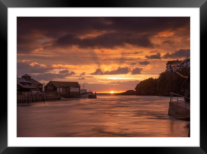 Sunrise at Looe Harbour on the south Cornish Coast Framed Mounted Print by Jim Peters