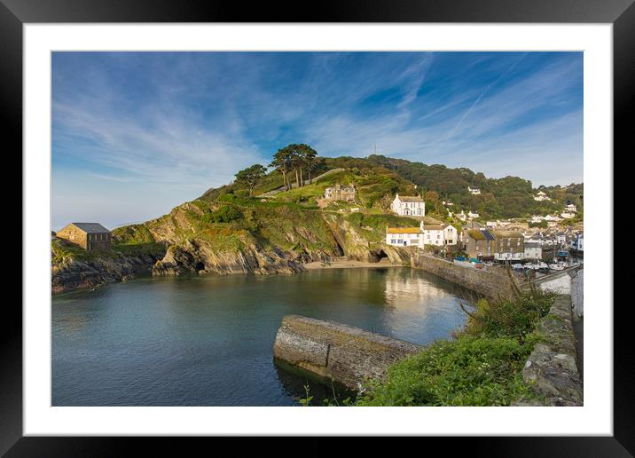 Polperro fishing village harbour south Cornwall Framed Mounted Print by Jim Peters