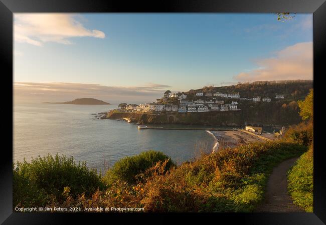 First light of the day on the beach at looe Framed Print by Jim Peters