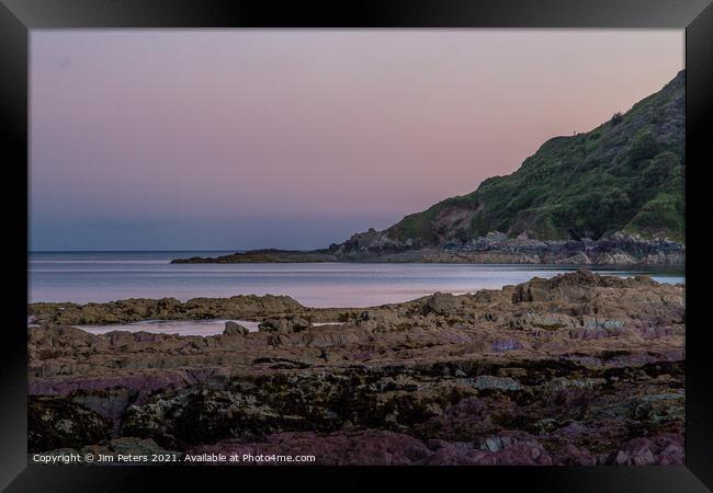 Talland Bay at Dusk Framed Print by Jim Peters