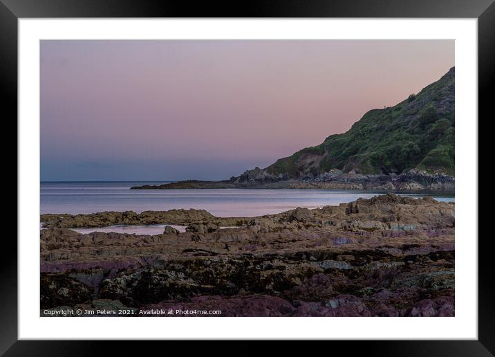 Talland Bay at Dusk Framed Mounted Print by Jim Peters