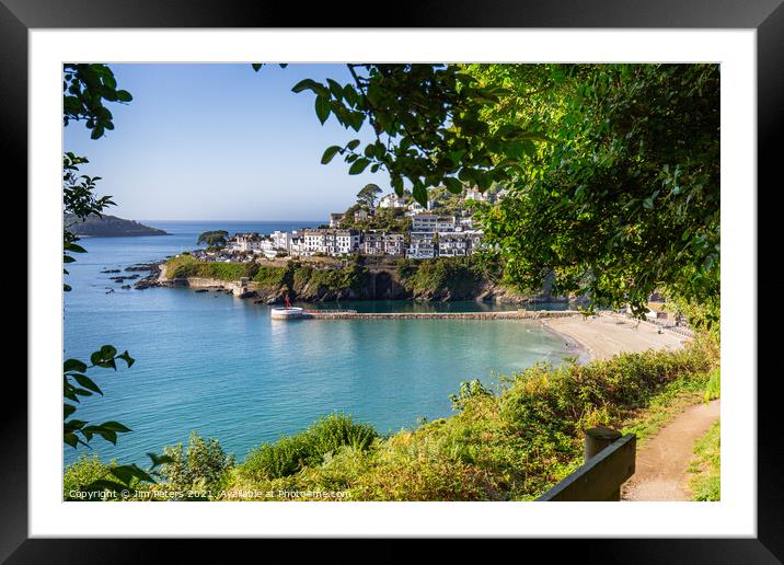 Sunny morning at Looe beach and Banjo pier Framed Mounted Print by Jim Peters